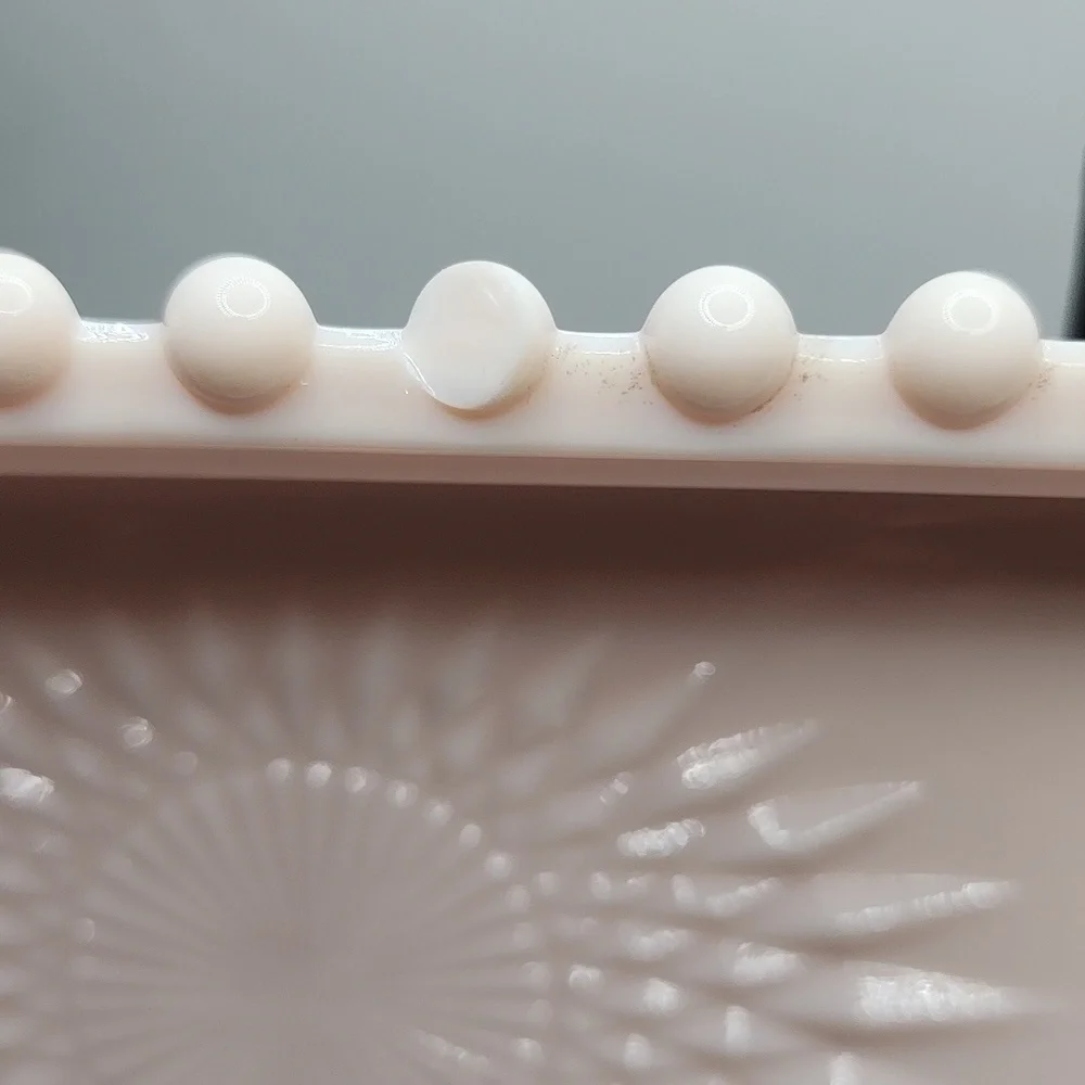 Milk Glass Pink Divided Serving Relish Dish Rare Vintage